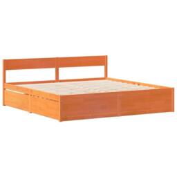 Berkfield Home Bed Frame Frame Wax Brown 180x200 cm Super King Solid Wood Pine - thumbnail 5