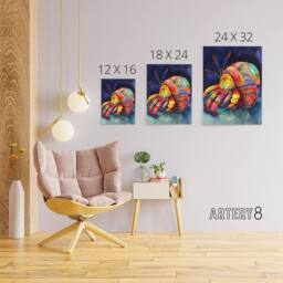 "Artery8 Hermit Crab Colourful Folk Art Canvas Wall Art Print - Size: W18"" x H24""" - thumbnail 4