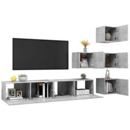 Berkfield Home 6 Piece TV Cabinet Set Concrete Grey Engineered Wood - thumbnail 3