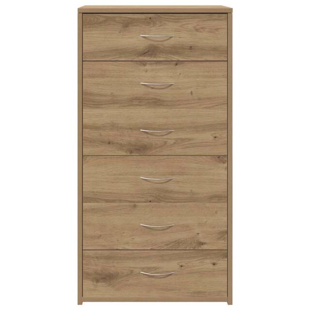 Berkfield Home Sideboard with 6 Drawers Artisan Oak 50x34x96 cm Engineered Wood in Brown - Size: 50 x 34 x 96 cm - image 1