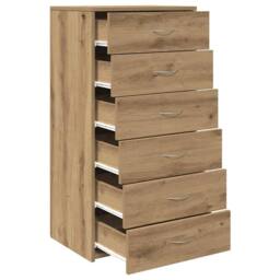 Berkfield Home Sideboard with 6 Drawers Artisan Oak 50x34x96 cm Engineered Wood in Brown - Size: 50 x 34 x 96 cm - thumbnail 6