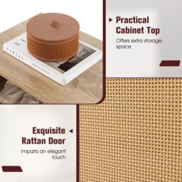 Costway Rattan Shoe Cabinet 2-in-1 Shoe Storage Bench Shoe Rack Cabinet in Natural - thumbnail 6