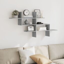 Berkfield Home Wall Shelf Grey Sonoma 124.5x18x60.5 cm Engineered Wood - thumbnail 3