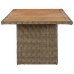 Berkfield Home Garden Dining Table Brown 200x100x74 cm Poly Rattan - Size: 200 x 100 x 74 cm - thumbnail 3