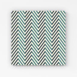 "Warren Reed - Designer Geometric Herringbone Chevron Blues Canvas in Green - Size: W16"" x H16""" - thumbnail 1