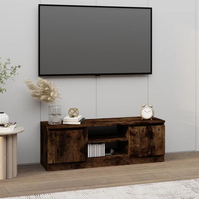 Berkfield Home TV Cabinet with Door Smoked Oak 102x30x36 cm in Brown - Size: 102 x 30 x 36 cm - image 1