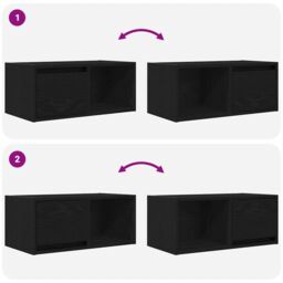 Berkfield Home TV Cabinet Black Oak 60x31x25.5 cm Engineered Wood - thumbnail 9