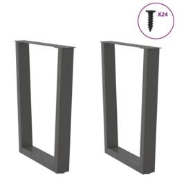 Berkfield Home Dining Table Legs V-Shape 2 pcs Anthracite 60x(72-73.3) cm Steel in Dark Grey - thumbnail 4