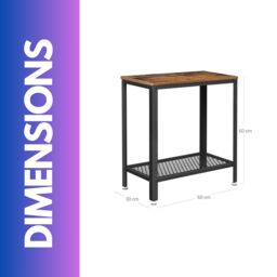Rafaelo Mobilia 2 Tier Industrial Side End Table With Mesh Shelf in Brown - thumbnail 6