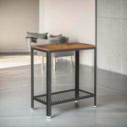Rafaelo Mobilia 2 Tier Industrial Side End Table With Mesh Shelf in Brown - thumbnail 4