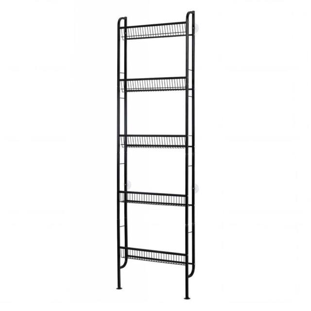 Levede Behind Door Storage Rack, Narrow 5-Tier Bathroom Shelves, Steel, Black - image 1
