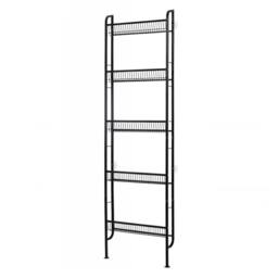 Levede Behind Door Storage Rack, Narrow 5-Tier Bathroom Shelves, Steel, Black - thumbnail 1