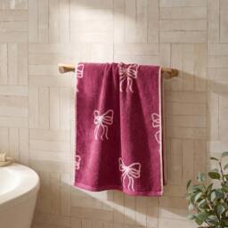 OHS Bows 100% Premium Cotton Hand Towel Hotel Quality Soft Absorbent in Burgundy - thumbnail 1