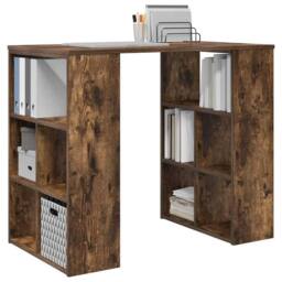 Berkfield Home Corner Desk Smoked oak Engineered wood Medium Corner Desk in Brown - thumbnail 3