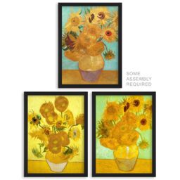 Artery8 A4 Wall Art & Frame Set of 3 Vincent Van Gogh Sunflowers Collection - thumbnail 1
