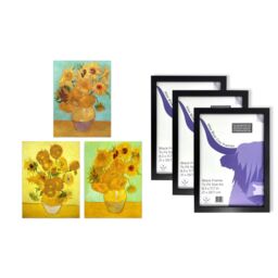 Artery8 A4 Wall Art & Frame Set of 3 Vincent Van Gogh Sunflowers Collection - thumbnail 5
