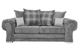 Furniture 786 Verona Sactter Back 3 Seater Sofa Chenille Fabric in Grey - thumbnail 1