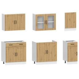 Berkfield Home 7 Piece Kitchen Cabinet Set Kalmar Artisan Oak Engineered Wood in Brown - thumbnail 4