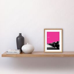 "Artery8 Wall Art Print Leith Shore Edinburgh Scotland Scottish Landmark Pink Framed Art in Beige - Size: W7"" x H9""" - thumbnail 2