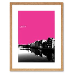 "Artery8 Wall Art Print Leith Shore Edinburgh Scotland Scottish Landmark Pink Framed Art in Beige - Size: W7"" x H9""" - thumbnail 1
