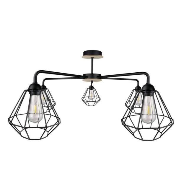 Netlighting Foskal Semi Flush Light Black Wood 70cm 5x E27