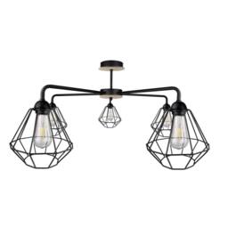 Netlighting Foskal Semi Flush Light Black Wood 70cm 5x E27