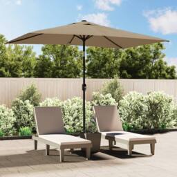 Berkfield Home Outdoor Parasol with Metal Pole 300x200 cm Taupe in Beige - thumbnail 1