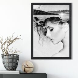 ARTZE Abstract & Beach Fashion Black & White Photo Framed Print SIZE: A3 with Black Frame - Size: A2 - thumbnail 2