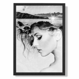 ARTZE Abstract & Beach Fashion Black & White Photo Framed Print SIZE: A3 with Black Frame - Size: A2 - thumbnail 1