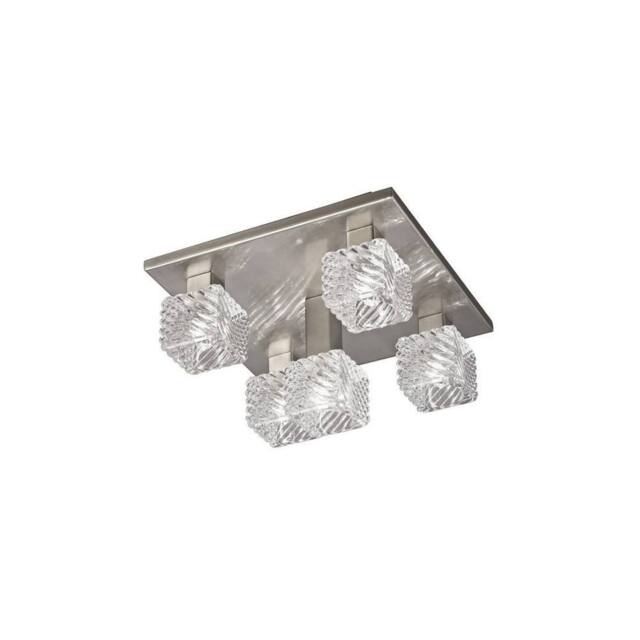 Netlighting Accor Ceiling Flush 5 Light G9 230mm Square Satin Nickel Clear Glass in Grey - image 1