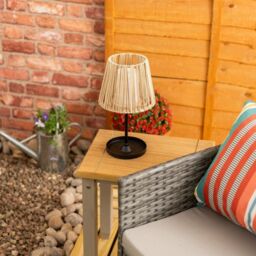 ValueLights Solar Powered Natural Rattan Outdoor Tabletop Light in Brown - thumbnail 3