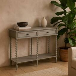 Wyld Haus Thuy Grey Wood Console Table with Two Drawers