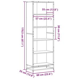 Berkfield Home Bookcase Black 60x35x170.5 cm Engineered Wood - thumbnail 9