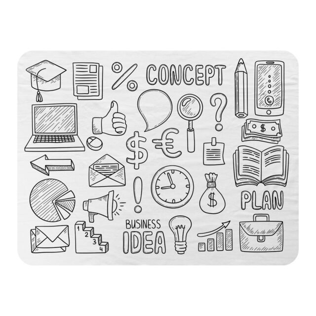 Benjamin Tate Design Business Doodles Blanket in Natural - Size: 120 cm x 150 cm - image 1