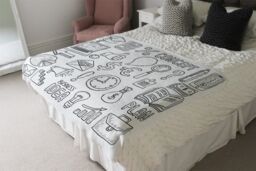 Benjamin Tate Design Business Doodles Blanket in Natural - Size: 120 cm x 150 cm - thumbnail 3