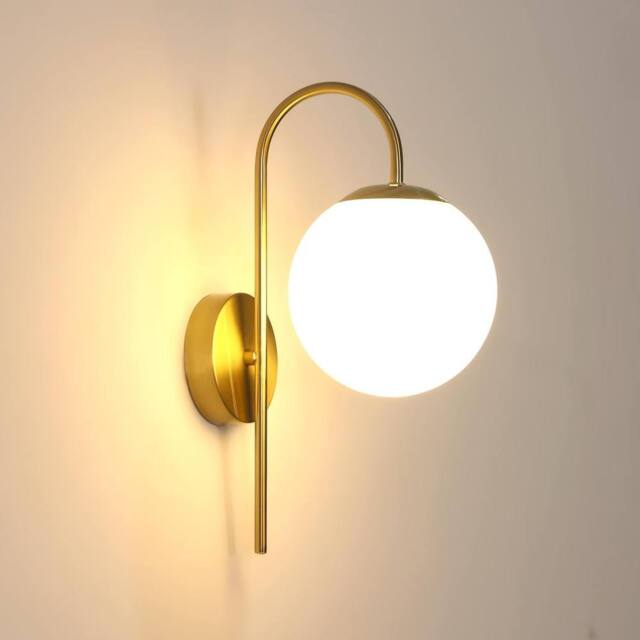 COMELY Indoor Wall Lights, Vintage Gold Wall Lights with Glass Lampshade, 15 cm - image 1