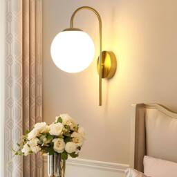 COMELY Indoor Wall Lights, Vintage Gold Wall Lights with Glass Lampshade, 15 cm - thumbnail 6
