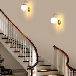 COMELY Indoor Wall Lights, Vintage Gold Wall Lights with Glass Lampshade, 15 cm - thumbnail 7