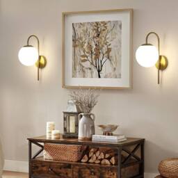 COMELY Indoor Wall Lights, Vintage Gold Wall Lights with Glass Lampshade, 15 cm - thumbnail 2