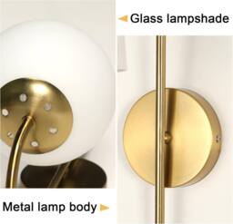 COMELY Indoor Wall Lights, Vintage Gold Wall Lights with Glass Lampshade, 15 cm - thumbnail 5