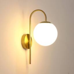 COMELY Indoor Wall Lights, Vintage Gold Wall Lights with Glass Lampshade, 15 cm