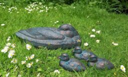 Inspirational Gifting Duck & Three Ducklings Garden Ornaments in Bronze - thumbnail 2