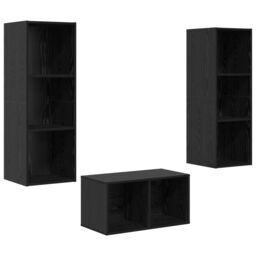 Berkfield Home TV Cabinet Set Black oak 37 x 37 x 107 cm Engineered wood - thumbnail 2