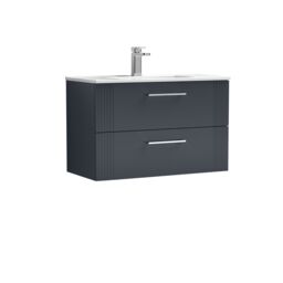 Balterley Wall Hung 2 Drawers Vanity Unit - Minimalist Basin 800mm, Dark Grey - thumbnail 1
