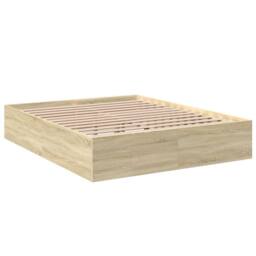 Berkfield Home Modern Bed Frame without Mattress Sonoma Oak 150x200 cm King Size in Light Tan - thumbnail 1
