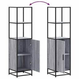 Berkfield Home Highboard Grey Sonoma 35.5x35x139 cm Engineered Wood & Metal - thumbnail 8