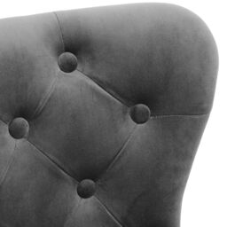 Living and Home Velvet Upholstered Button Dining Chair Tufted Nailhead with Rubber Wooden Legs Bar Stools for Kitchen Counter in Dark Grey - thumbnail 7
