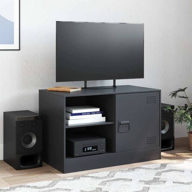 Berkfield Home TV Cabinet Black 67x39x44 cm Steel - Size: 67 x 39 x 44 cm - image 1