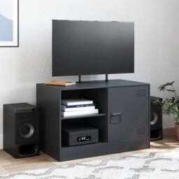 Berkfield Home TV Cabinet Black 67x39x44 cm Steel - Size: 67 x 39 x 44 cm - thumbnail 1