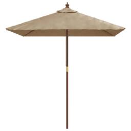 Berkfield Home Garden Parasol with Wooden Pole Taupe 198x198x231 cm in Beige - Size: 198 x 198 x 231 cm - thumbnail 3